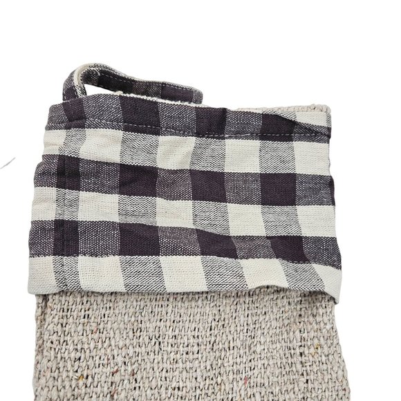 Primitives By Kathy Stocking Farmhouse Burlap Black snd White Buffalo Plaid Top - Picture 6 of 10